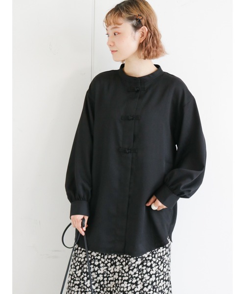 ehka sopo（エヘカソポ）の「チャイナ釦シャツ（シャツ/ブラウス・レディース・オフホワイト/グリーン/グレー/ブラック・ﾌﾘ-）」の3枚目の写真