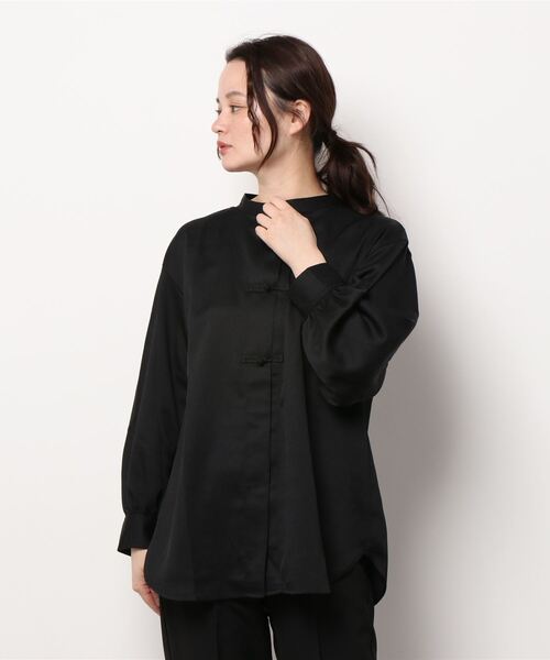 ehka sopo（エヘカソポ）の「チャイナ釦シャツ（シャツ/ブラウス・レディース・オフホワイト/グリーン/グレー/ブラック・ﾌﾘ-）」の12枚目の写真