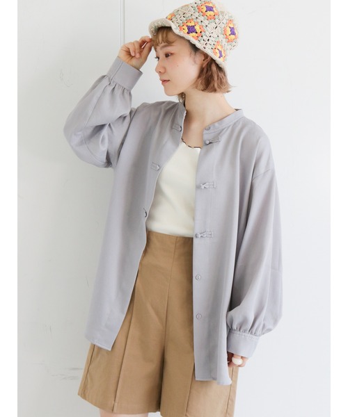 ehka sopo（エヘカソポ）の「チャイナ釦シャツ（シャツ/ブラウス・レディース・オフホワイト/グリーン/グレー/ブラック・ﾌﾘ-）」の8枚目の写真