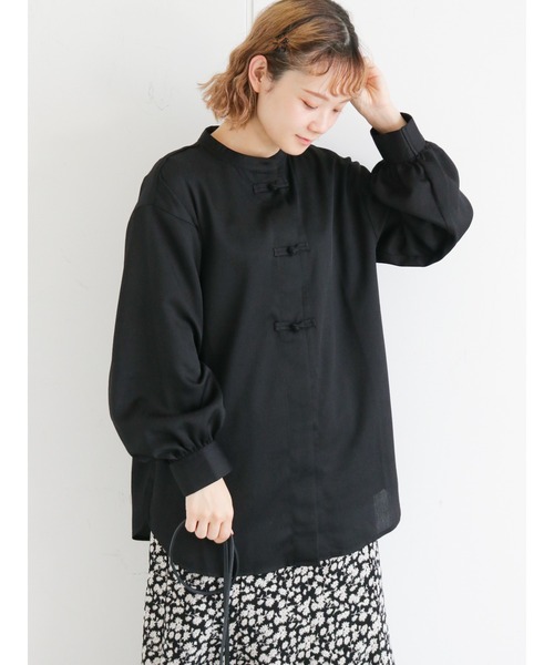 ehka sopo（エヘカソポ）の「チャイナ釦シャツ（シャツ/ブラウス・レディース・オフホワイト/グリーン/グレー/ブラック・ﾌﾘ-）」の11枚目の写真