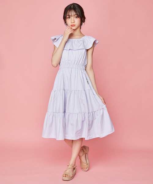 【美品】ストライプティアードワンピース　オフショル　きれいめ　デート服 美品】ストライプティアードワンピース オフショル きれいめ