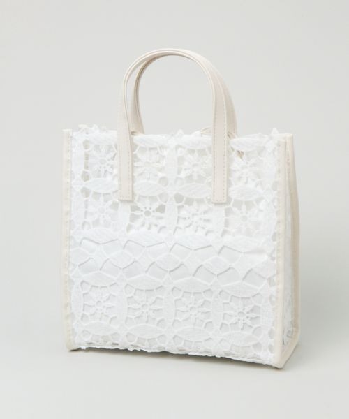 RAGEBLUE(レイジブルー)の「Casselini/レーススクエアバッグ(ハンドバッグ・レディース・ホワイト/ブラック・FREE)」の2枚目の写真