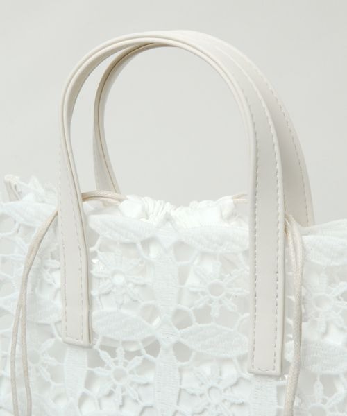 RAGEBLUE(レイジブルー)の「Casselini/レーススクエアバッグ(ハンドバッグ・レディース・ホワイト/ブラック・FREE)」の10枚目の写真