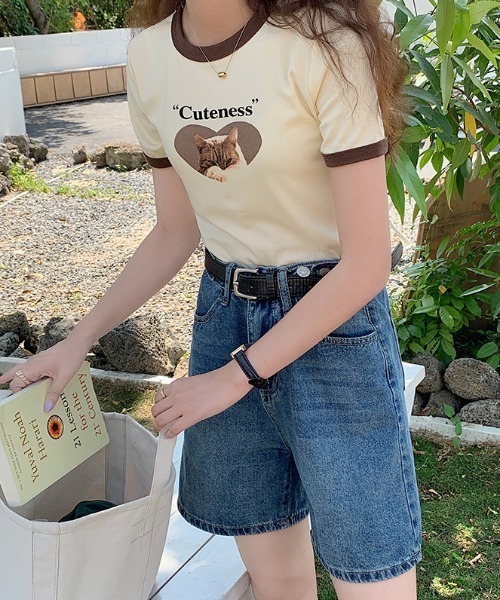 MANGROVE(マングローブ)の「catプリントリンガーT(Tシャツ/カットソー・レディース・ホワイト/グレー/グリーン・FREE)」の12枚目の写真