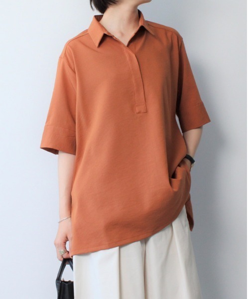 leswel(レスウェル)の「【M~5L 大きいサイズ】Aライ ン シャツ チュニック(シャツ/ブラウス・レディース・ネイビー/ブラウン/オフホワイト・LL/3L/4L/5L/M/L)」の13枚目の写真