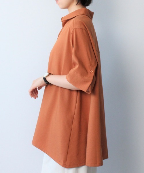 leswel(レスウェル)の「【M~5L 大きいサイズ】Aライ ン シャツ チュニック(シャツ/ブラウス・レディース・ネイビー/ブラウン/オフホワイト・LL/3L/4L/5L/M/L)」の16枚目の写真