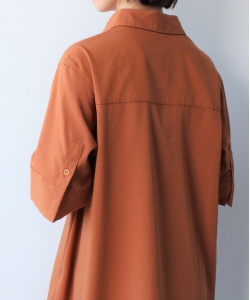 leswel(レスウェル)の「【M~5L 大きいサイズ】Aライ ン シャツ チュニック(シャツ/ブラウス・レディース・ネイビー/ブラウン/オフホワイト・LL/3L/4L/5L/M/L)」の20枚目の写真