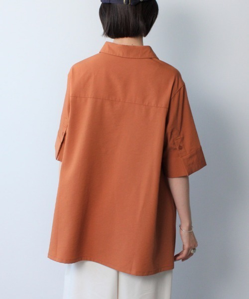 leswel(レスウェル)の「【M~5L 大きいサイズ】Aライ ン シャツ チュニック(シャツ/ブラウス・レディース・ネイビー/ブラウン/オフホワイト・LL/3L/4L/5L/M/L)」の18枚目の写真