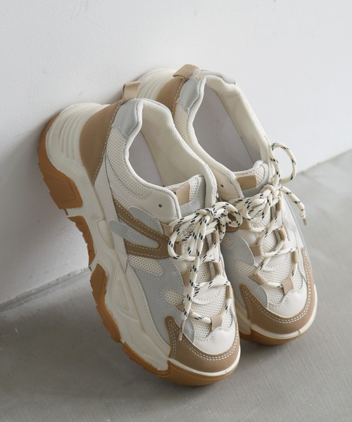 NOFALL（ノーフォール）の「配色ダッドスニーカー（スニーカー・レディース・ベージュ・L/S/LL/M）」の6枚目の写真