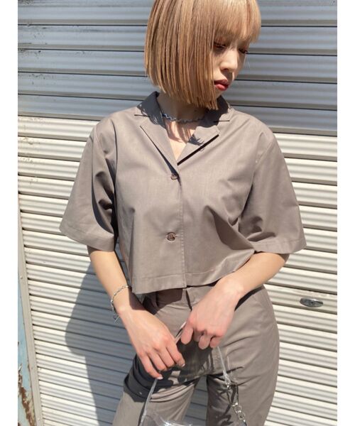 エモダ　ブラウスパンツセット EMODA（エモダ）の「ショートシャツ×ワイドパンツ セットアップ