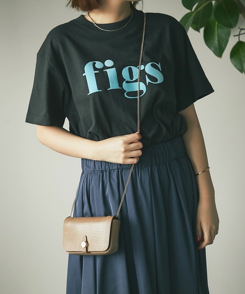 un dix cors(アンディコール)の「大人カジュアルなロゴT figsフロッキーTシャツ(Tシャツ/カットソー・レディース・ホワイト/チャコールグレー/オフホワイト・FREE)」の3枚目の写真