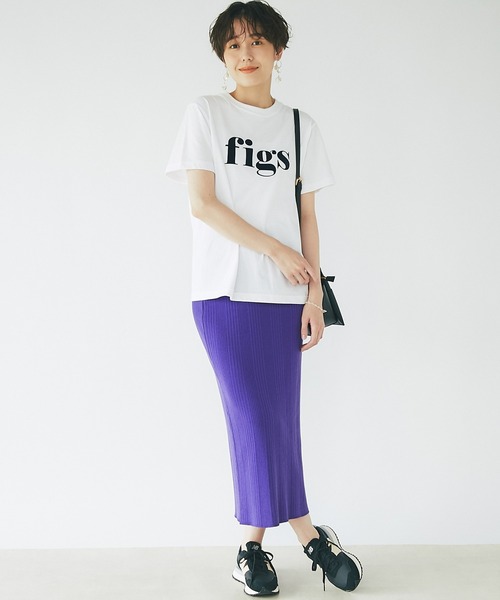 un dix cors(アンディコール)の「大人カジュアルなロゴT figsフロッキーTシャツ(Tシャツ/カットソー・レディース・ホワイト/チャコールグレー/オフホワイト・FREE)」の7枚目の写真