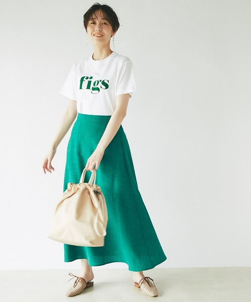 un dix cors(アンディコール)の「大人カジュアルなロゴT figsフロッキーTシャツ(Tシャツ/カットソー・レディース・ホワイト/チャコールグレー/オフホワイト・FREE)」の5枚目の写真