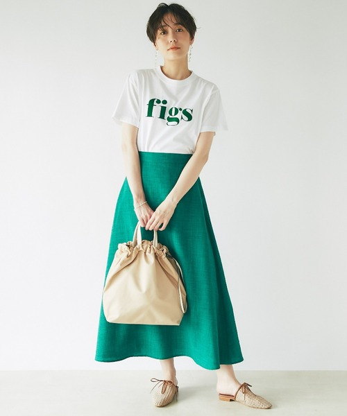 un dix cors(アンディコール)の「大人カジュアルなロゴT figsフロッキーTシャツ(Tシャツ/カットソー・レディース・ホワイト/チャコールグレー/オフホワイト・FREE)」の11枚目の写真