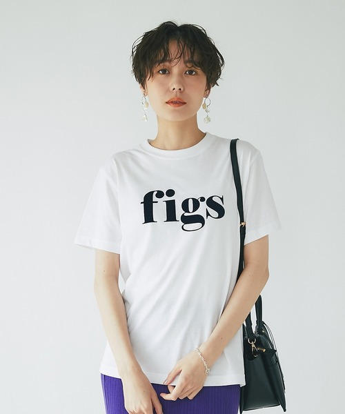 un dix cors(アンディコール)の「大人カジュアルなロゴT figsフロッキーTシャツ(Tシャツ/カットソー・レディース・ホワイト/チャコールグレー/オフホワイト・FREE)」の6枚目の写真