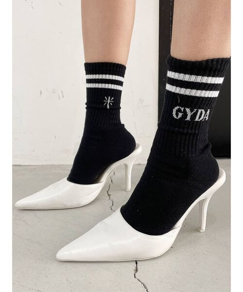 GYDA（ジェイダ）の「2ライン GYDAソックス（ソックス/靴下・レディース・ブラック/オフホワイト・FREE）」の2枚目の写真