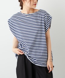 PUAL CE CIN | 裾ドローコード付きボーダーノースリーブ(タンクトップ)