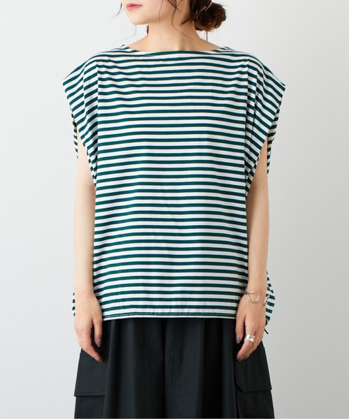 PUAL CE CIN(ピュアルセシン)の「裾ドローコード付きボーダーノースリーブ(タンクトップ・レディース・ボルドー/グリーン/ネイビー・FREE)」の17枚目の写真