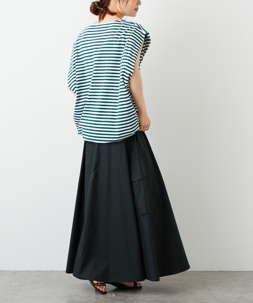 PUAL CE CIN(ピュアルセシン)の「裾ドローコード付きボーダーノースリーブ(タンクトップ・レディース・ボルドー/グリーン/ネイビー・FREE)」の14枚目の写真