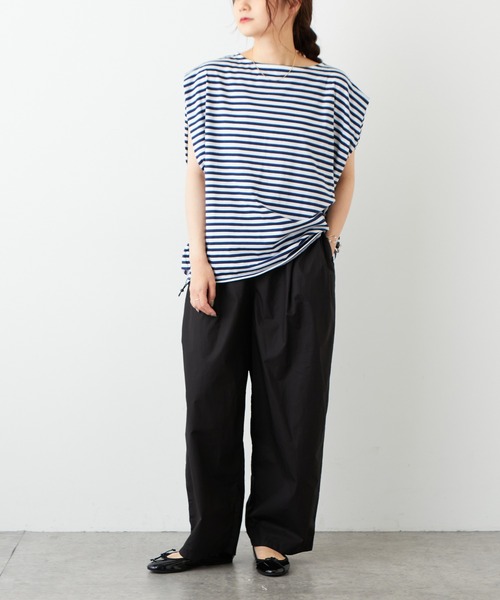 PUAL CE CIN(ピュアルセシン)の「裾ドローコード付きボーダーノースリーブ(タンクトップ・レディース・ボルドー/グリーン/ネイビー・FREE)」の19枚目の写真