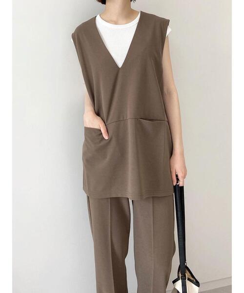 Samansa Mos2 blue（サマンサモスモスブルー）の「ジレライクプルオーバー【セットアップ可】（シャツ/ブラウス・レディース・ブラック/オレンジ/モカ・ﾌﾘ-）」の4枚目の写真