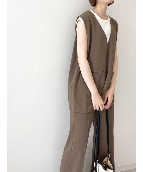 Samansa Mos2 blue（サマンサモスモスブルー）の「ジレライクプルオーバー【セットアップ可】（シャツ/ブラウス・レディース・ブラック/オレンジ/モカ・ﾌﾘ-）」の15枚目の写真