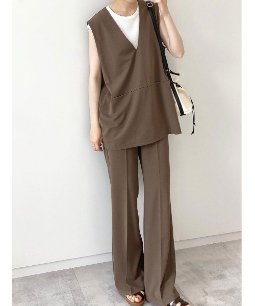 Samansa Mos2 blue（サマンサモスモスブルー）の「ジレライクプルオーバー【セットアップ可】（シャツ/ブラウス・レディース・ブラック/オレンジ/モカ・ﾌﾘ-）」の7枚目の写真