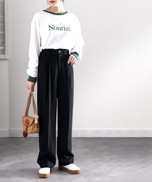 classicalelf（クラシカルエルフ）の「品の良さが漂う。ハイウエストセンタープレスツイードパンツ（ネップ＆無地）（その他パンツ・レディース・チャコールグレー/ブラック・SMALL/MEDIUM/LARGE/X-LARGE）」の7枚目の写真