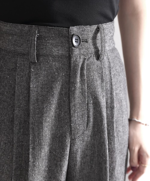 セール】品の良さが漂う。ハイウエストセンタープレスツイードパンツ