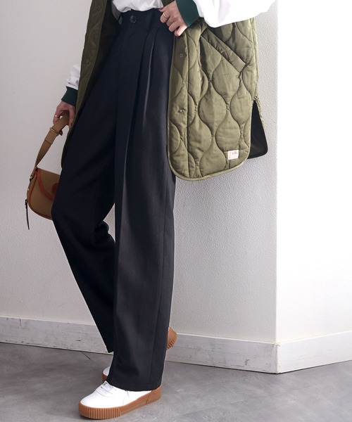 classicalelf（クラシカルエルフ）の「品の良さが漂う。ハイウエストセンタープレスツイードパンツ（ネップ＆無地）（その他パンツ・レディース・チャコールグレー/ブラック・SMALL/MEDIUM/LARGE/X-LARGE）」の5枚目の写真