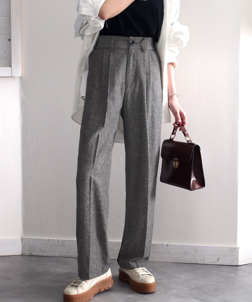 classicalelf（クラシカルエルフ）の「品の良さが漂う。ハイウエストセンタープレスツイードパンツ（ネップ＆無地）（その他パンツ・レディース・チャコールグレー/ブラック・SMALL/MEDIUM/LARGE/X-LARGE）」の11枚目の写真