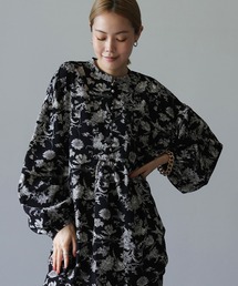 HERENCIA | FLORAL PRINT クルミボタン ロングブラウス(シャツ/ブラウス)