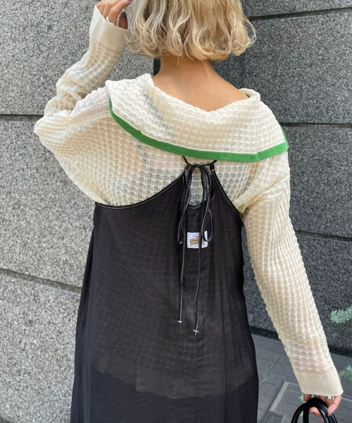 HELLO.SANFRANCISCO(ハローサンフランシスコ)の「【HELLO.SANFRANCISCO/ハローサンフランシスコ】ティアードシアーキャミワンピース(ワンピース・レディース・ホワイト/ブラック/グリーン・FREE)」の3枚目の写真