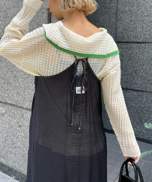 HELLO.SANFRANCISCO(ハローサンフランシスコ)の「【HELLO.SANFRANCISCO/ハローサンフランシスコ】ティアードシアーキャミワンピース(ワンピース・レディース・ホワイト/ブラック/グリーン・FREE)」の18枚目の写真
