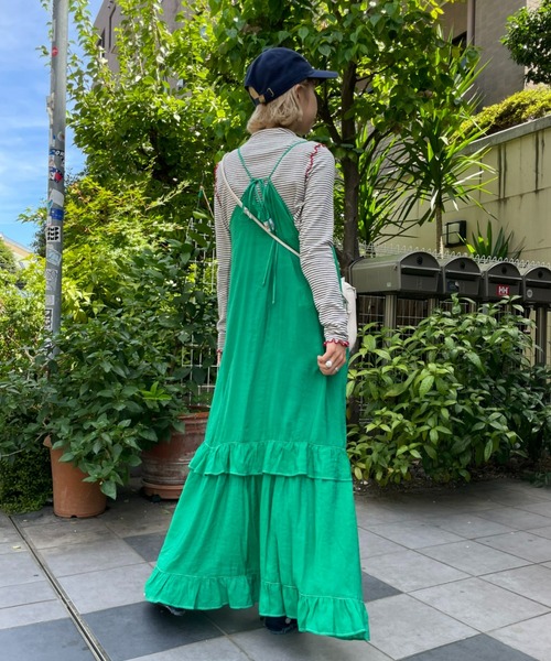 HELLO.SANFRANCISCO(ハローサンフランシスコ)の「【HELLO.SANFRANCISCO/ハローサンフランシスコ】ティアードシアーキャミワンピース(ワンピース・レディース・ホワイト/ブラック/グリーン・FREE)」の9枚目の写真