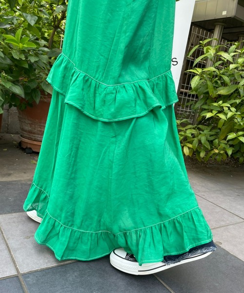 HELLO.SANFRANCISCO(ハローサンフランシスコ)の「【HELLO.SANFRANCISCO/ハローサンフランシスコ】ティアードシアーキャミワンピース(ワンピース・レディース・ホワイト/ブラック/グリーン・FREE)」の14枚目の写真