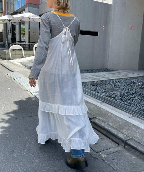 HELLO.SANFRANCISCO(ハローサンフランシスコ)の「【HELLO.SANFRANCISCO/ハローサンフランシスコ】ティアードシアーキャミワンピース(ワンピース・レディース・ホワイト/ブラック/グリーン・FREE)」の16枚目の写真