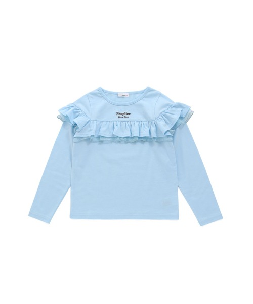 JENNI love（ジェニィラブ）の「チュール重ねフリルロンT（Tシャツ/カットソー・キッズ・ブラック/オフホワイト/サックスブルー・140cm/130cm/150cm/160cm）」の12枚目の写真