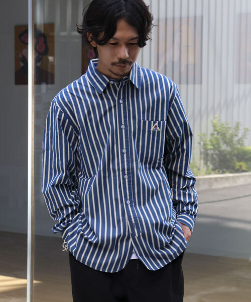 GEVACO（ゲバコ）の「【GEVACO/ゲバコ】レギュラーカラー ストライプシャツ ロンスト（シャツ/ブラウス・メンズ・ブラウン系その他/グリーン系その他/ブルー系その他/レッド系その他・M/L/S）」の5枚目の写真