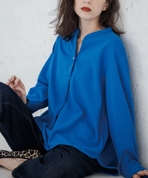 OPAQUE.CLIP（オペークドットクリップ）の「◆スキッパープルオーバー【セットアップ可・WEB限定アイテム】（Tシャツ/カットソー・レディース・ライトグレー/ブラック/オレンジ/ブルー/ボルドー/ホワイト系・40/38/42/36/34）」の5枚目の写真