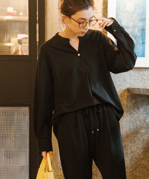 OPAQUE.CLIP(オペークドットクリップ)の「◆スキッパープルオーバー【セットアップ可・WEB限定アイテム】(Tシャツ/カットソー・レディース・ライトグレー/ブラック/オレンジ/ブルー/ボルドー/ホワイト系・40/38/42/36/34)」の7枚目の写真