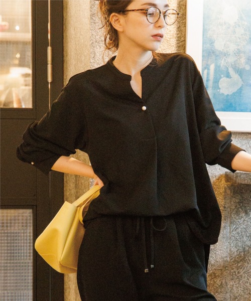 OPAQUE.CLIP(オペークドットクリップ)の「◆スキッパープルオーバー【セットアップ可・WEB限定アイテム】(Tシャツ/カットソー・レディース・ライトグレー/ブラック/オレンジ/ブルー/ボルドー/ホワイト系・40/38/42/36/34)」の15枚目の写真