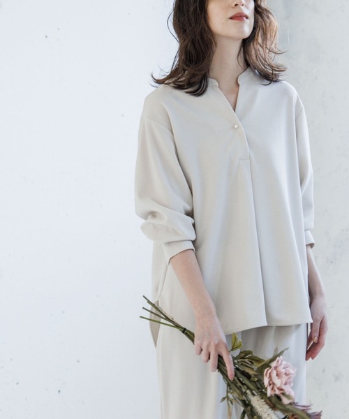OPAQUE.CLIP(オペークドットクリップ)の「◆スキッパープルオーバー【セットアップ可・WEB限定アイテム】(Tシャツ/カットソー・レディース・ライトグレー/ブラック/オレンジ/ブルー/ボルドー/ホワイト系・40/38/42/36/34)」の17枚目の写真