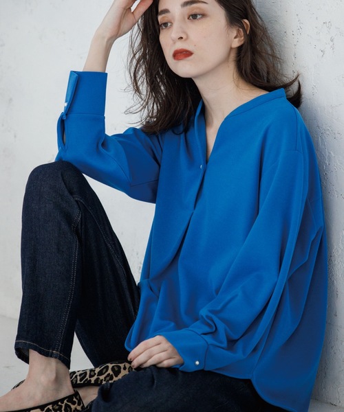 OPAQUE.CLIP(オペークドットクリップ)の「◆スキッパープルオーバー【セットアップ可・WEB限定アイテム】(Tシャツ/カットソー・レディース・ライトグレー/ブラック/オレンジ/ブルー/ボルドー/ホワイト系・40/38/42/36/34)」の19枚目の写真