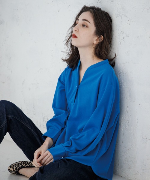 OPAQUE.CLIP(オペークドットクリップ)の「◆スキッパープルオーバー【セットアップ可・WEB限定アイテム】(Tシャツ/カットソー・レディース・ライトグレー/ブラック/オレンジ/ブルー/ボルドー/ホワイト系・40/38/42/36/34)」の21枚目の写真