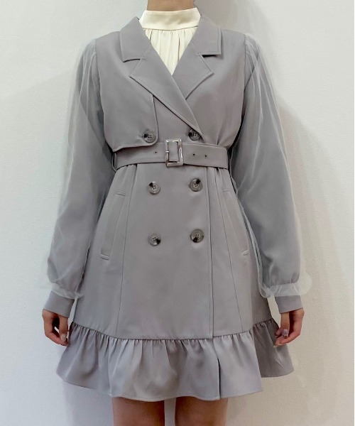 TITTY&CO.（ティティーアンドコー）の「【TITTY&CO.】チュールスリーブトレンチコート（トレンチコート・レディース・ライトブルー/ベージュ・SMALL/MEDIUM）」の16枚目の写真