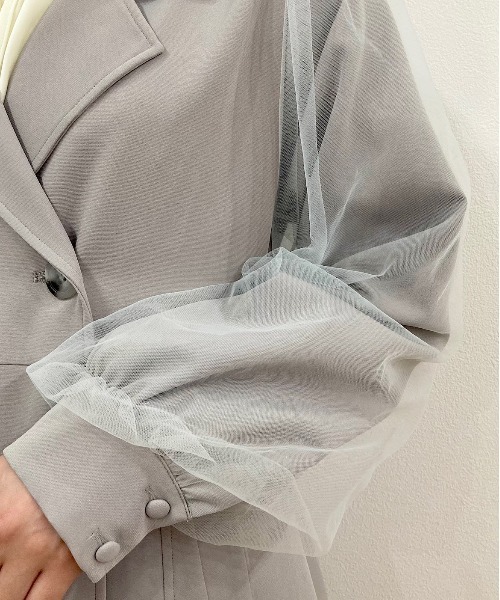 TITTY&CO.（ティティーアンドコー）の「【TITTY&CO.】チュールスリーブトレンチコート（トレンチコート・レディース・ライトブルー/ベージュ・SMALL/MEDIUM）」の14枚目の写真