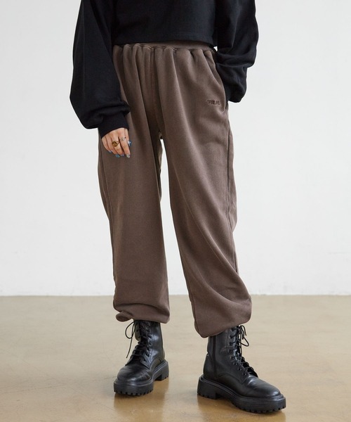 PBLIM（ページボーイリム）の「PAGEBOYLIM/オーバーダイスウェットパンツ（スウェットパンツ・レディース・チャコールグレー/ライトブルー/ブラウン・FREE）」の15枚目の写真