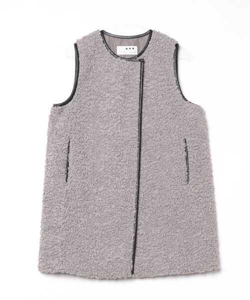 three dots スリードッツ プードルボアロングベスト オフホワイト three dots(スリードッツ)｜プードルボアロングベスト/オフ