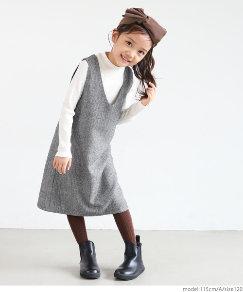 coca(coca)(コカ)の「キッズ親子お揃いブリティッシュヘリンボーンジャンパースカート(ジャンパースカート・キッズ・A/B・100/110/120/130)」の3枚目の写真